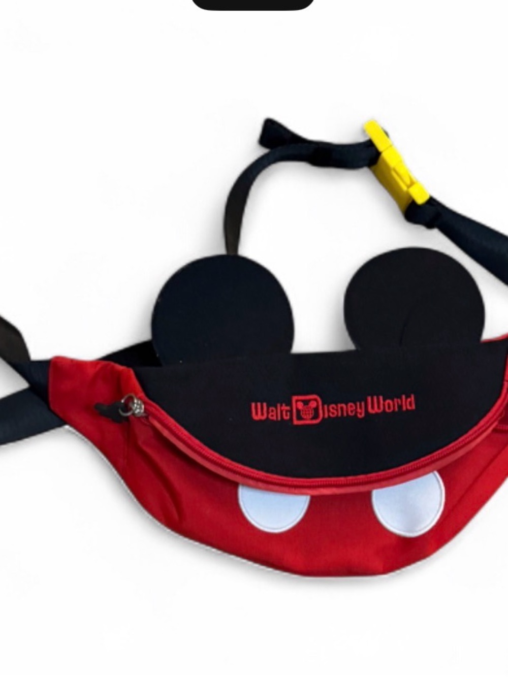 Disney Red and Black Mickey Ear Waist Pack with Yellow Buckle